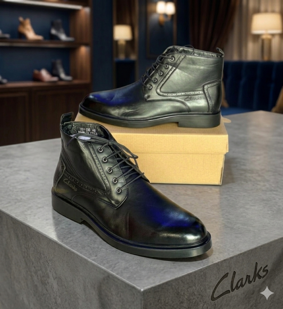 Bottines Clarks Premium en Cuir Noir – Élégance & Confort