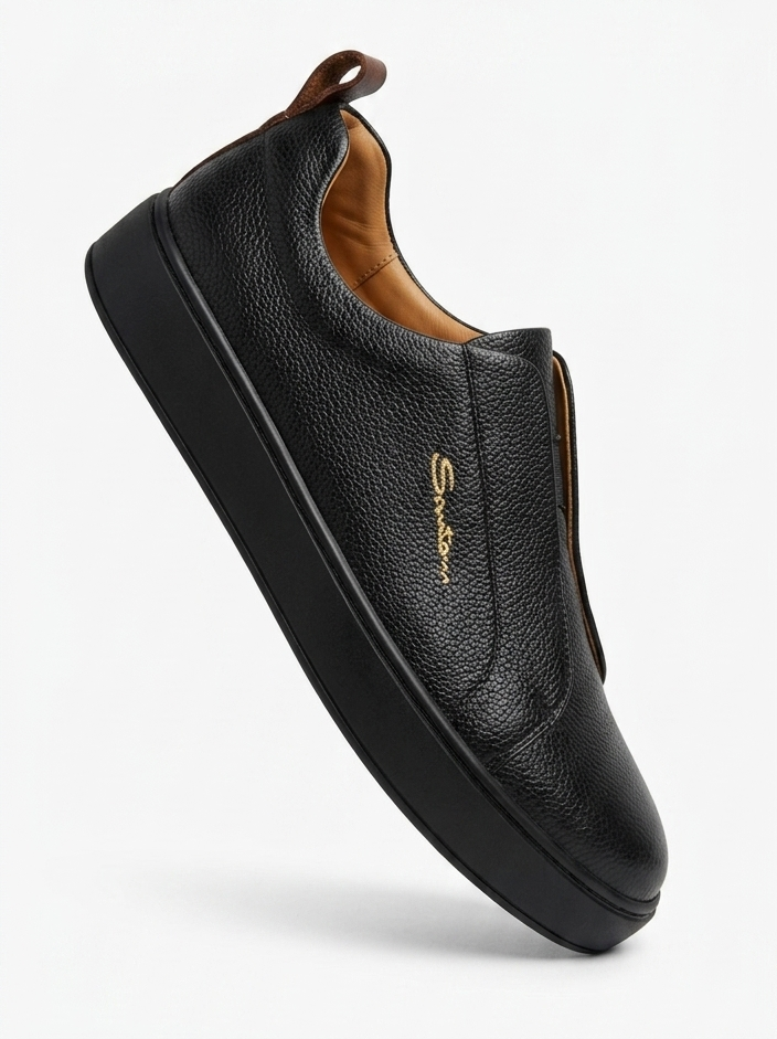 Richelieu en Cuir Patiné – Bleu Nuit Profond