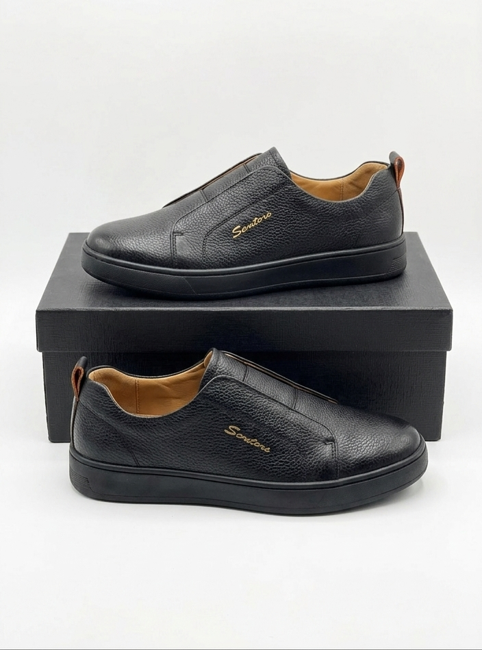 Richelieu en Cuir Patiné – Bleu Nuit Profond
